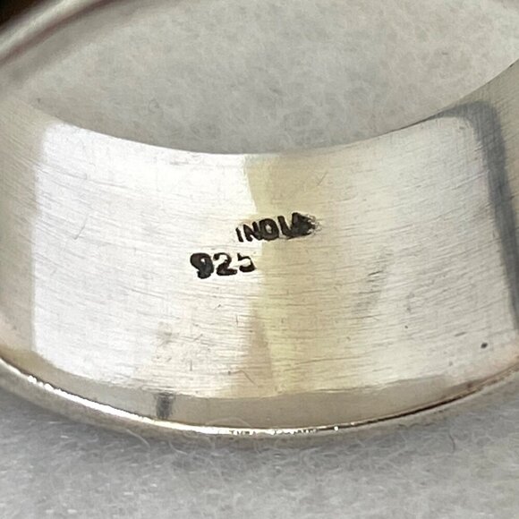 Sterling Silver 925 India Two Tone Brass Wide Multiple Band Spinner Ring Sz 7.5 - Picture 8 of 14